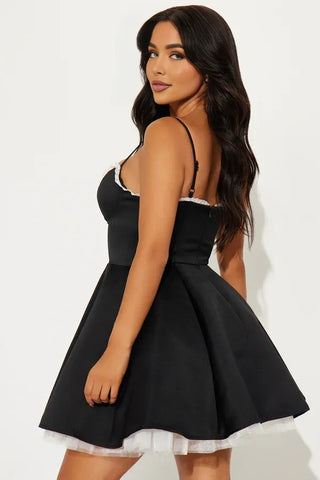 Spaghetti Strap A-Line Velvet Corset Mini Dress