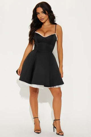 Spaghetti Strap A-Line Velvet Corset Mini Dress