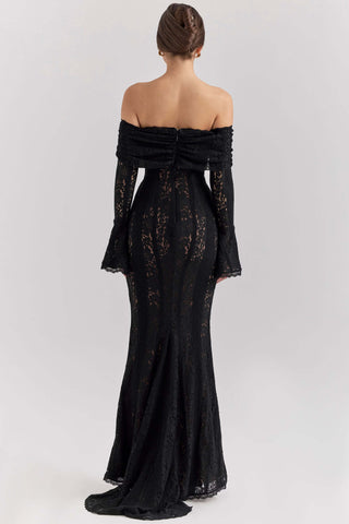 Long Sleeve Off Shoulder Lace Maxi Dress
